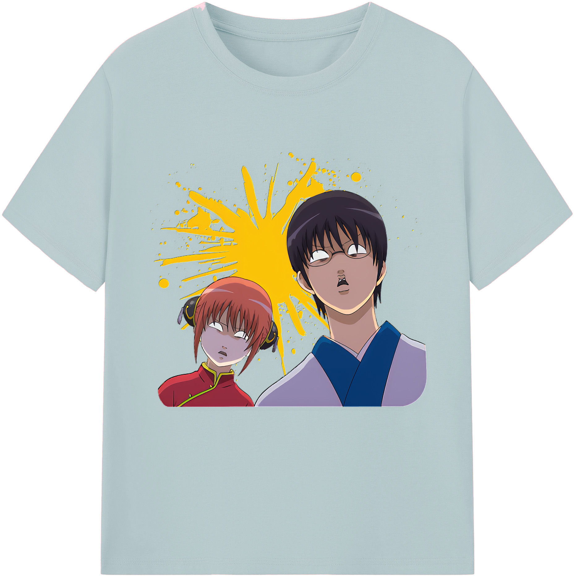 （画像用） ぎんたま 坂田銀時（さかたぎんとき） 神楽 志村新八（しむら しんぱち） GINTAMA Sakata Gintoki Kagura Shimura Shinpachi 綿100％半袖Tシャツ（フロントプリント）